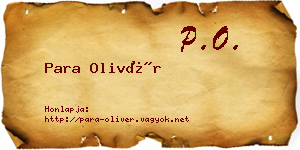 Para Olivér névjegykártya